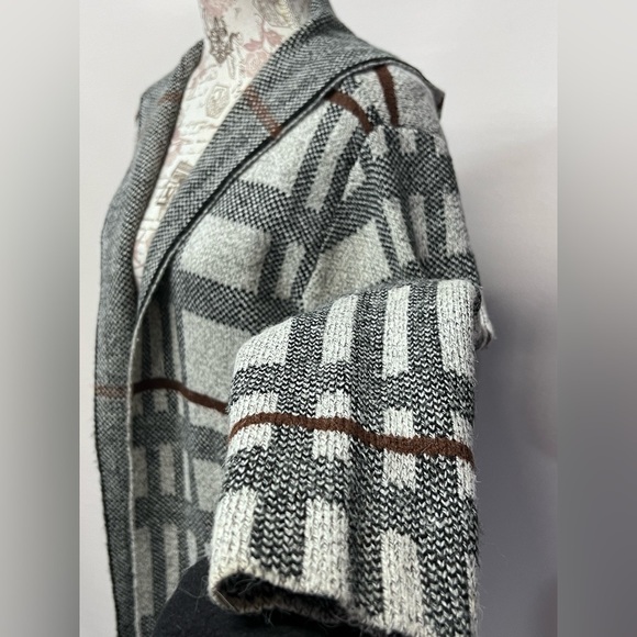 🛍️MONTEAU Black and gray hooded duster cardigan size L. - Picture 4 of 12
